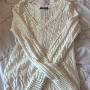 Brandy Melville Cream V-Neck Sweater